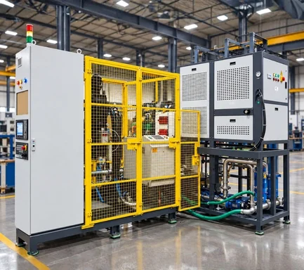 Image of industrial heat treatment equipment offered by an Induction Hardening Machine Manufacturer in India