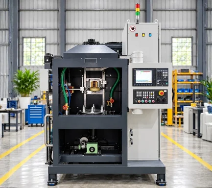 Image of an automated conveyor-based hardening system from an Induction Hardening Machine Manufacturer in India